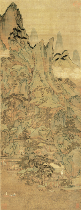 A001180中式风韵-山水风景-元 胡廷晖 春山泛舟图轴