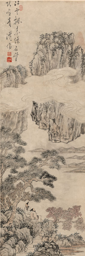 A001195中式风韵-山水风景-傅儒-松树人物图轴