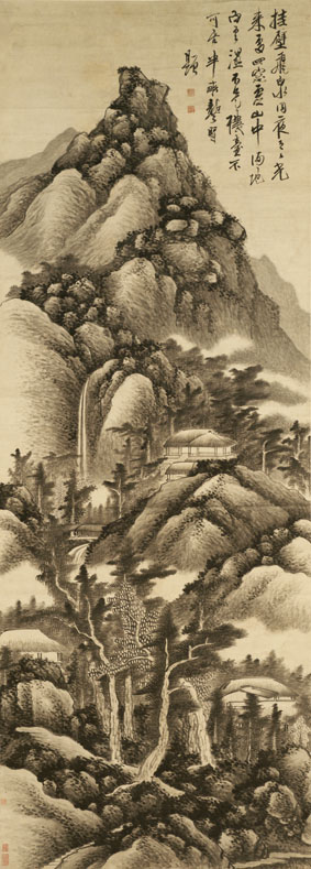 A001197中式风韵-山水风景-挂壁飞泉图轴