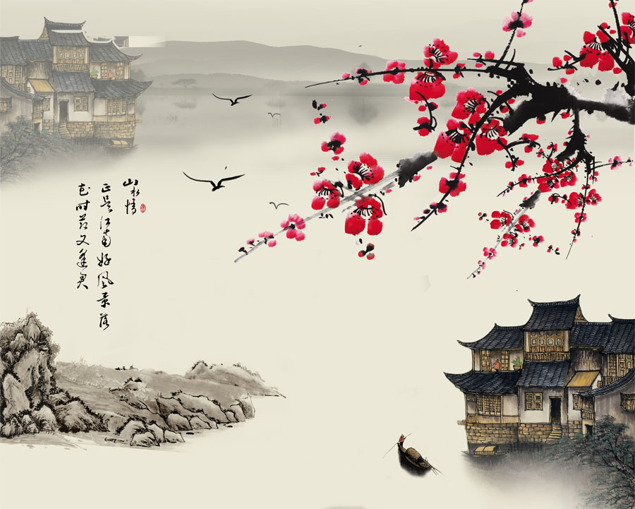 A013515-39中式风韵-山水画 梅花
