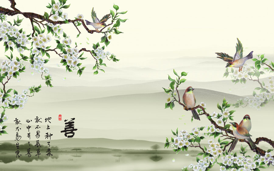 A013554-76中式风韵-玉兰花鸟