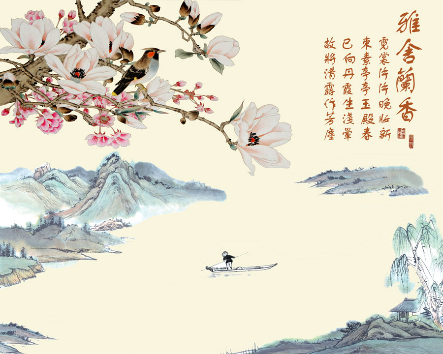 A013643-165中式风韵-玉兰花 山