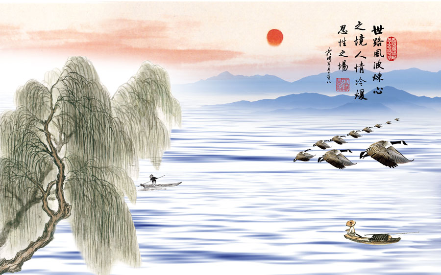 A013673-195中式风韵-植物花草 杨柳