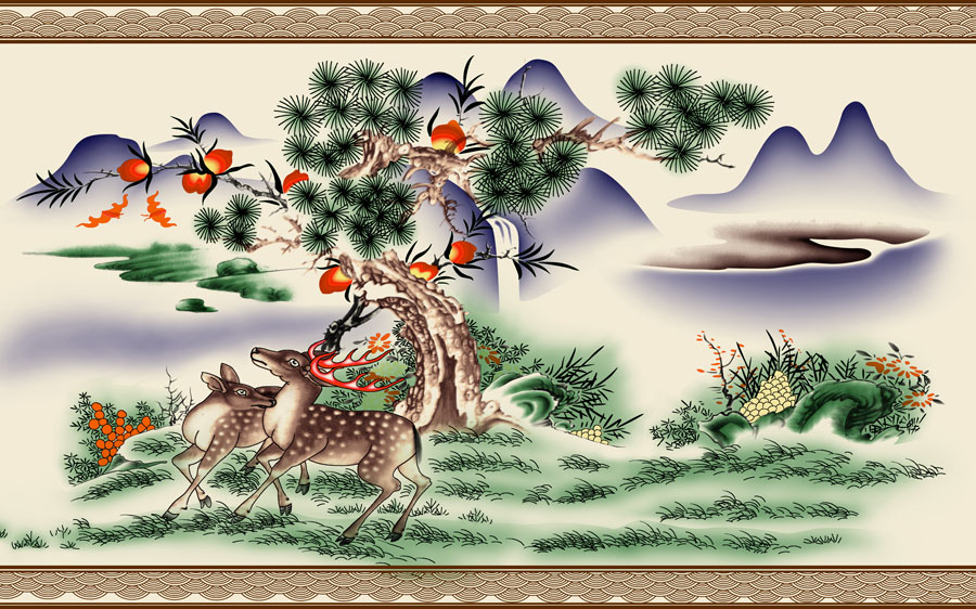 A013830-1215中式风韵-动物-鹿