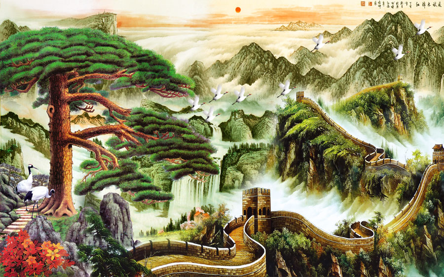 A013867-1254中式风韵-山水画-长城