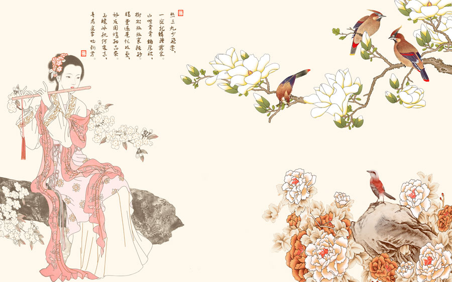 A013922-1311中式-人物 吹笛子
