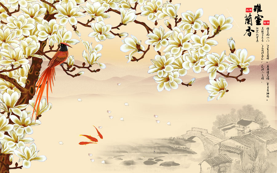 A013980-1380中式风韵-花鸟-玉兰