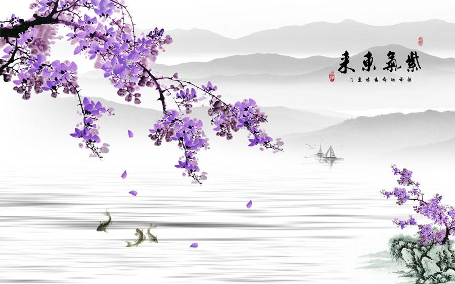 A014174-中式风韵-山水植物-兰花