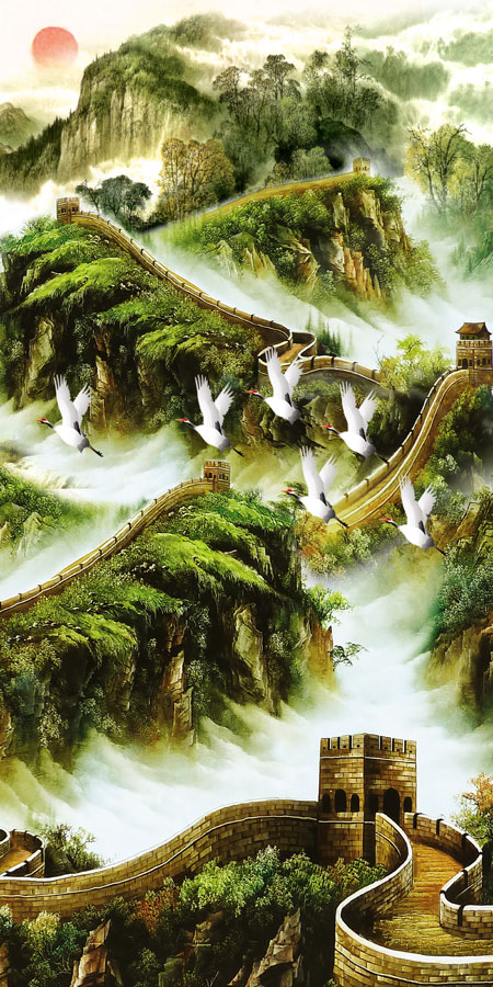 A014304-中式风韵-山水画-长城