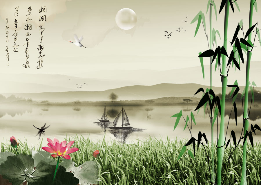 A039954-水墨山水-竹子