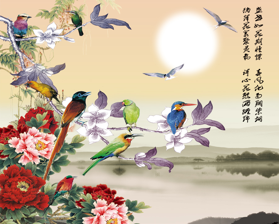 A040266-牡丹花鸟