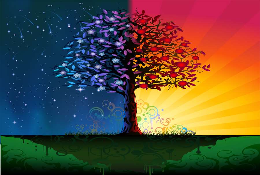 B1012动漫卡通-抽象树