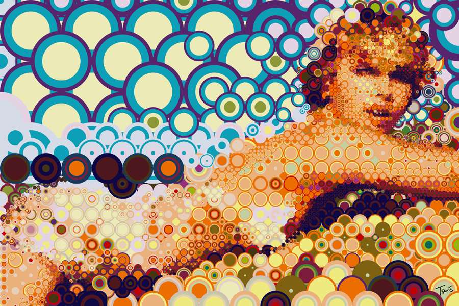 B3465动漫卡通-抽象波点人物