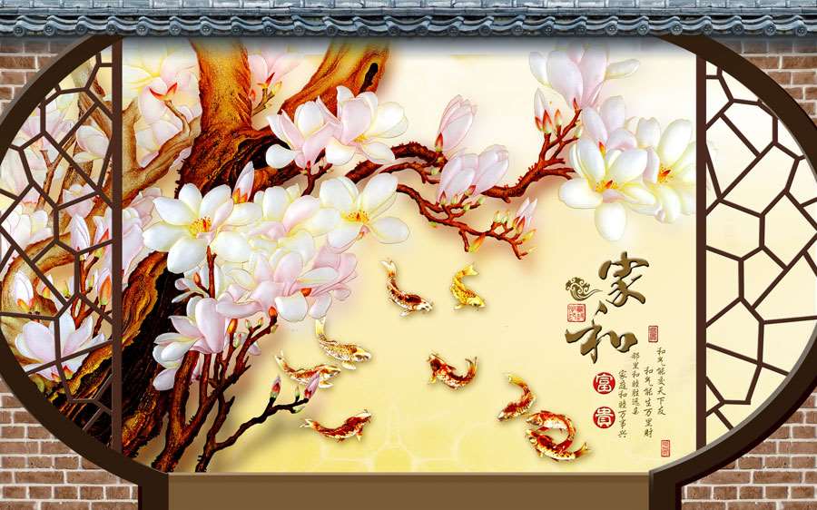 A013779-3D-浮雕家和富贵-九鱼图