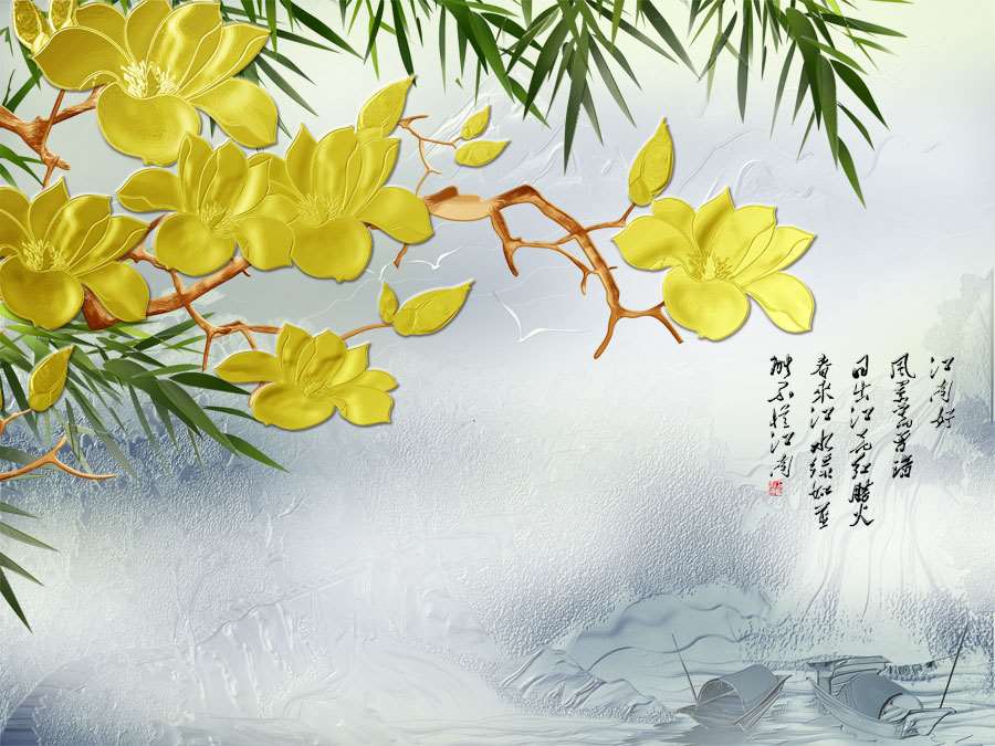 A040008-浮雕-山水-彩雕花
