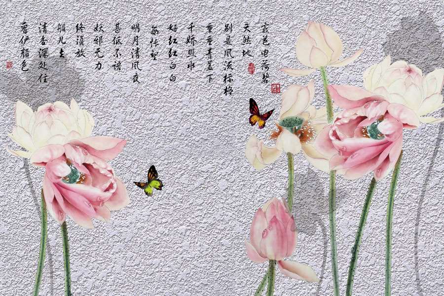 A040685-浮雕-彩雕荷花