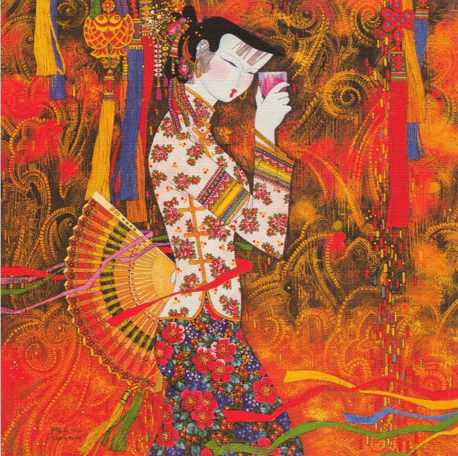 A011955-时尚简约-抽象-民族画-人物-美女