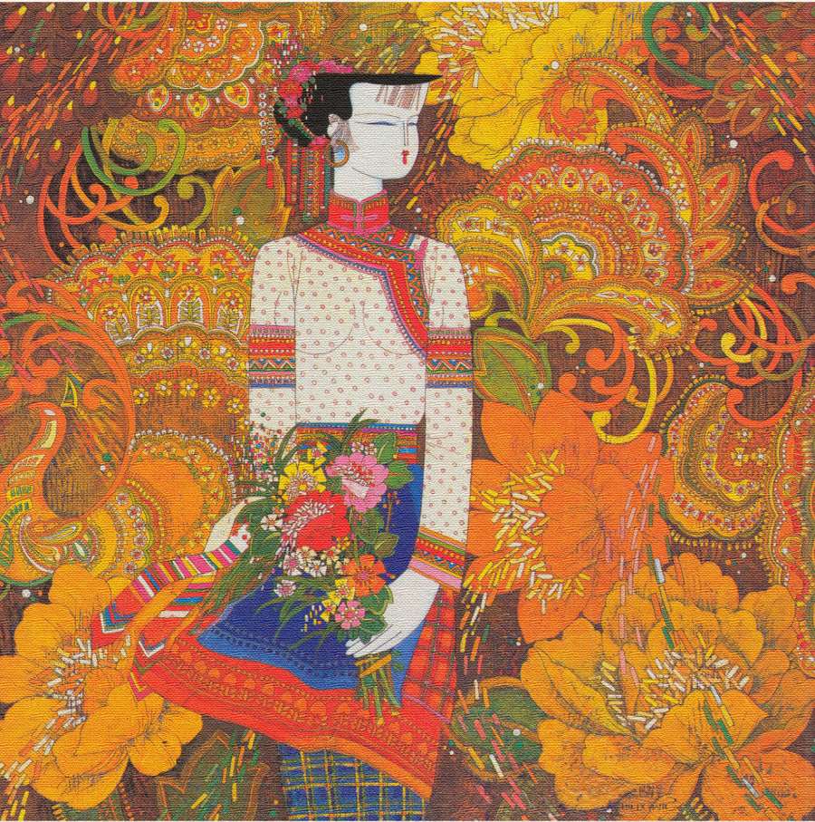 A011956-时尚简约-抽象-民族画-人物-美女