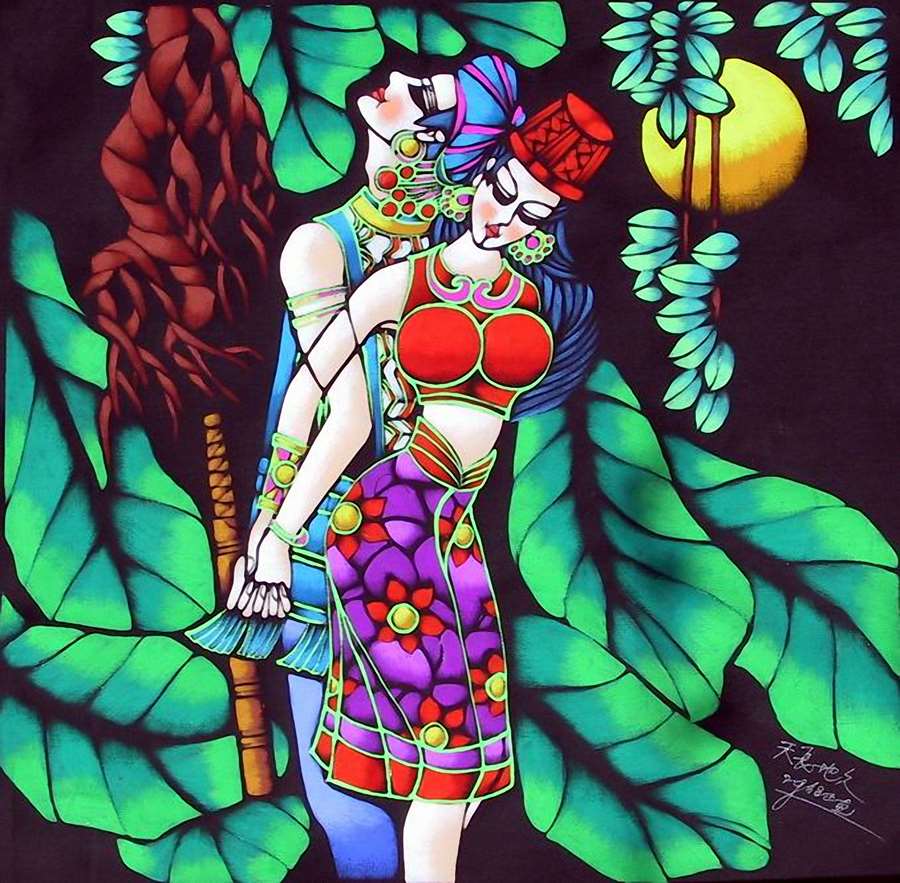 A011960-时尚简约-抽象-民族画-人物-美女