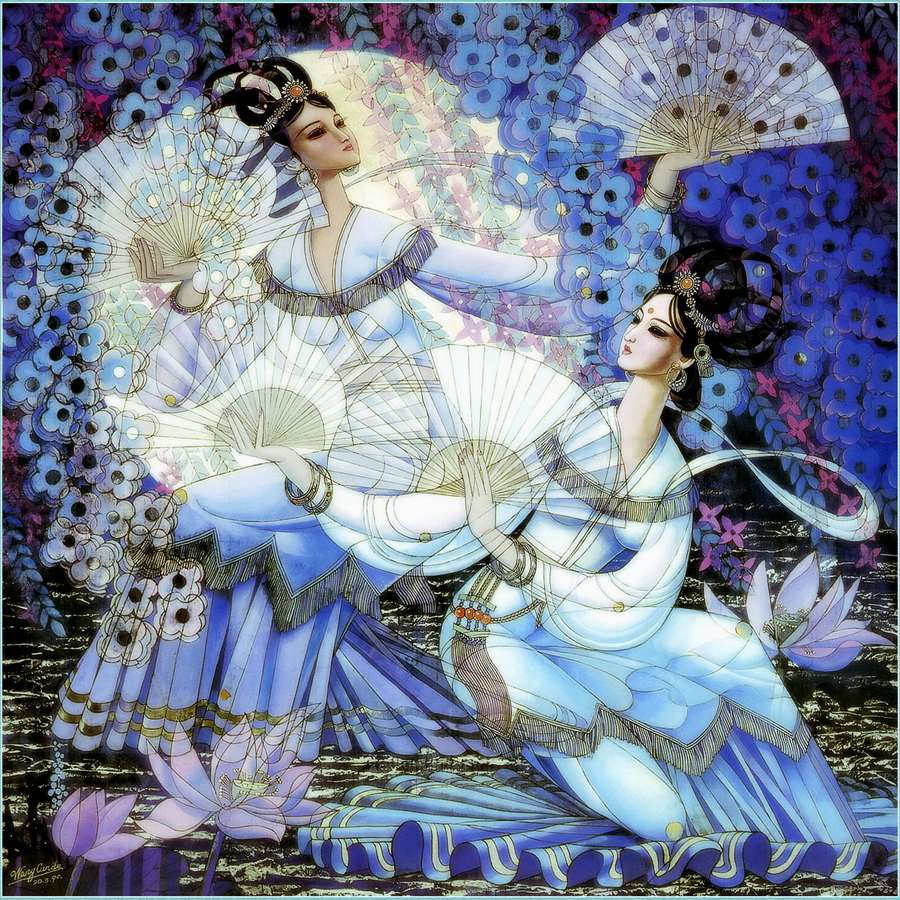 A011963-时尚简约-抽象-民族画-人物-美女