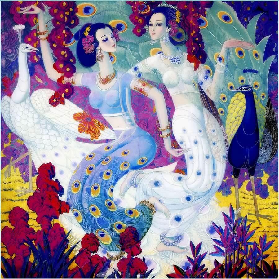 A011965-时尚简约-抽象-民族画-人物-美女