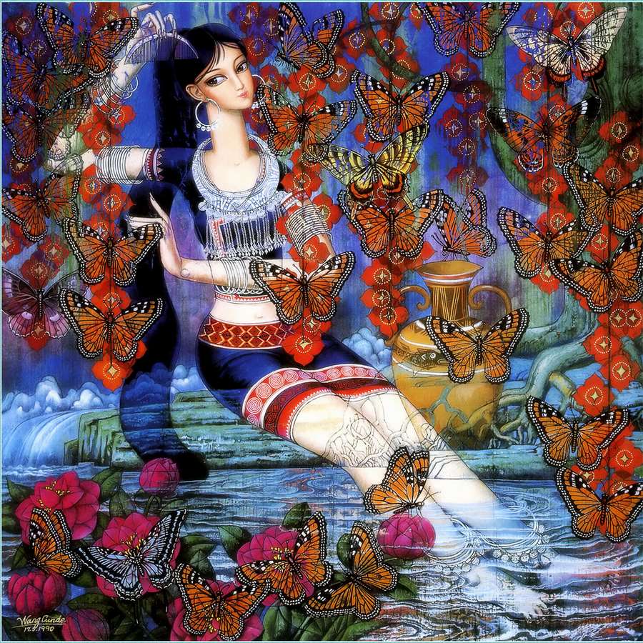 A011966-时尚简约-抽象-民族画-人物-美女