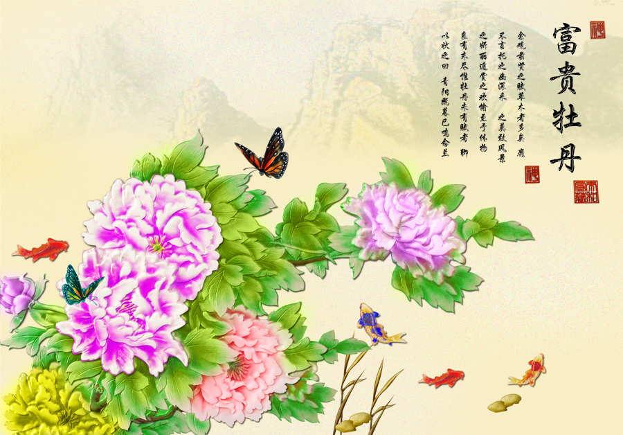 A008953-浮雕-富贵牡丹