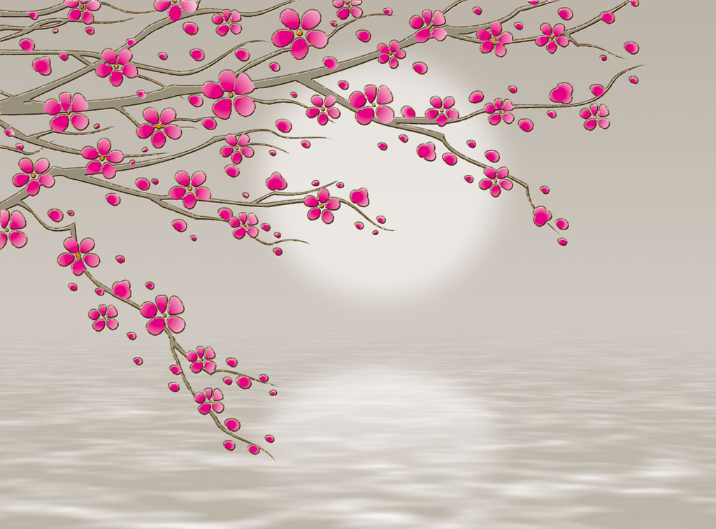 A013081-浮雕-水面倒影梅花