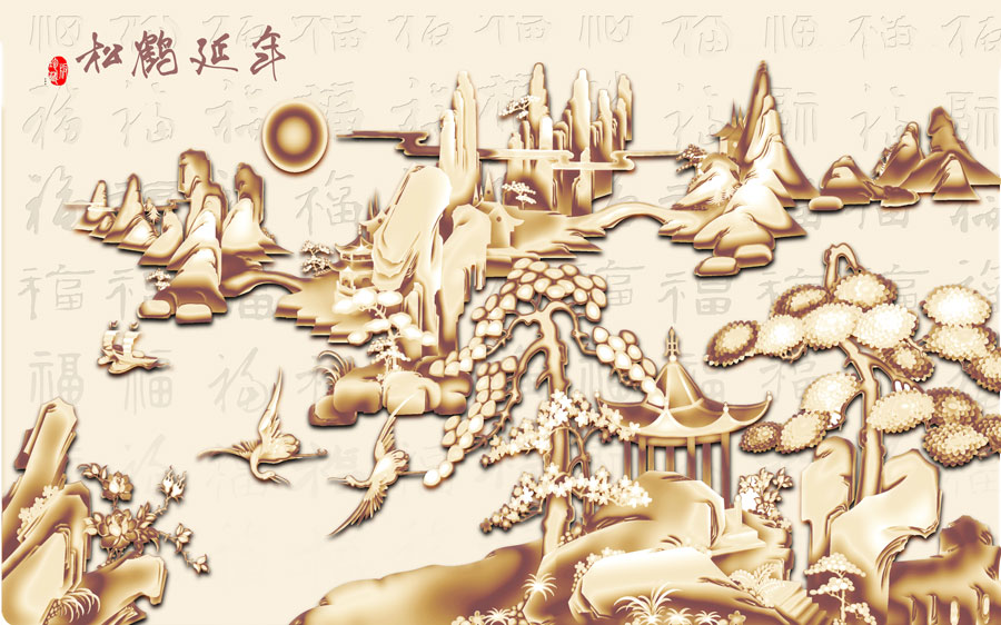 A014377-浮雕-松鹤延年