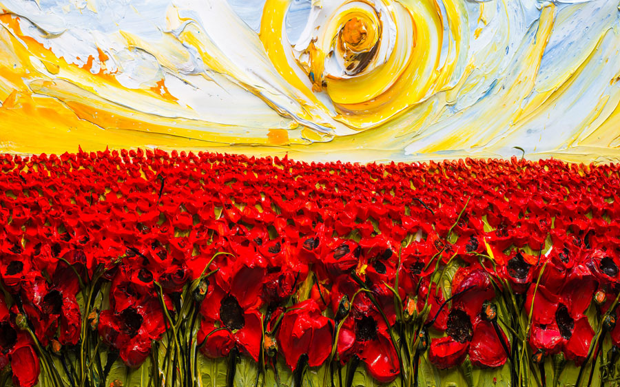 A014512-浮雕 油画红花