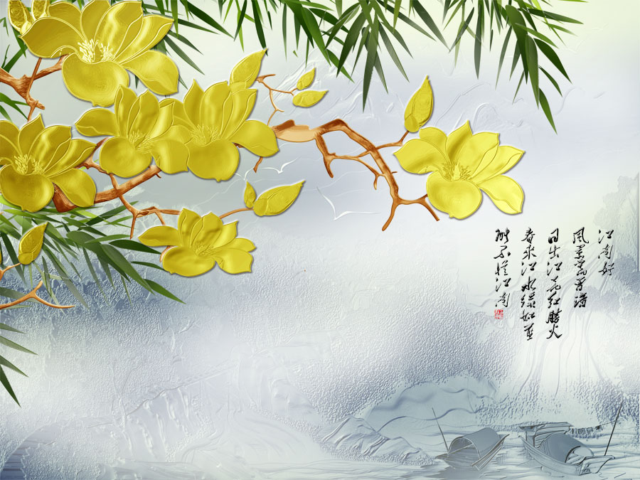 A040008-浮雕-山水-彩雕花