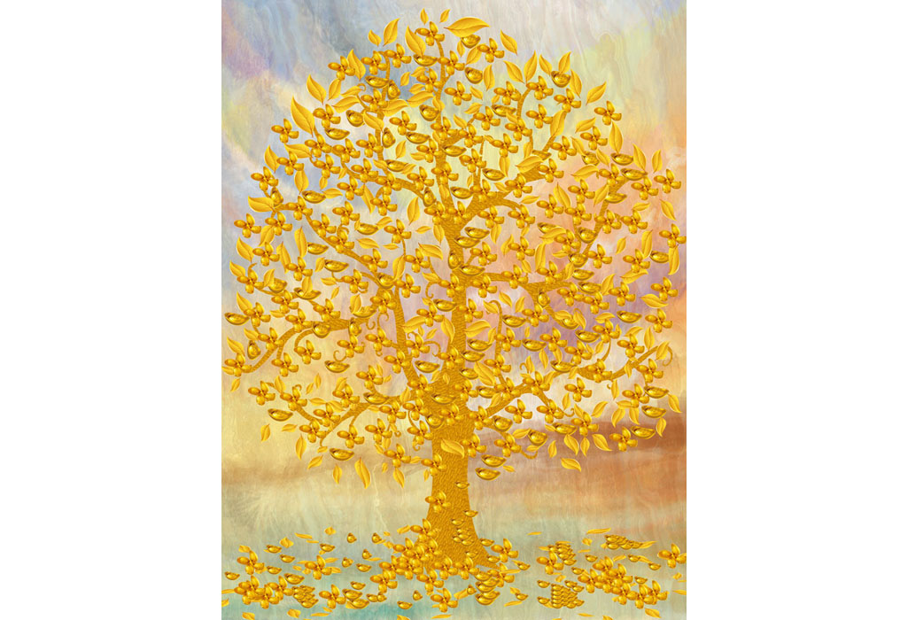 A044312-浮雕-玄关-中式-发财树