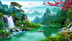 A043841-中式-桂林山水-迎客松