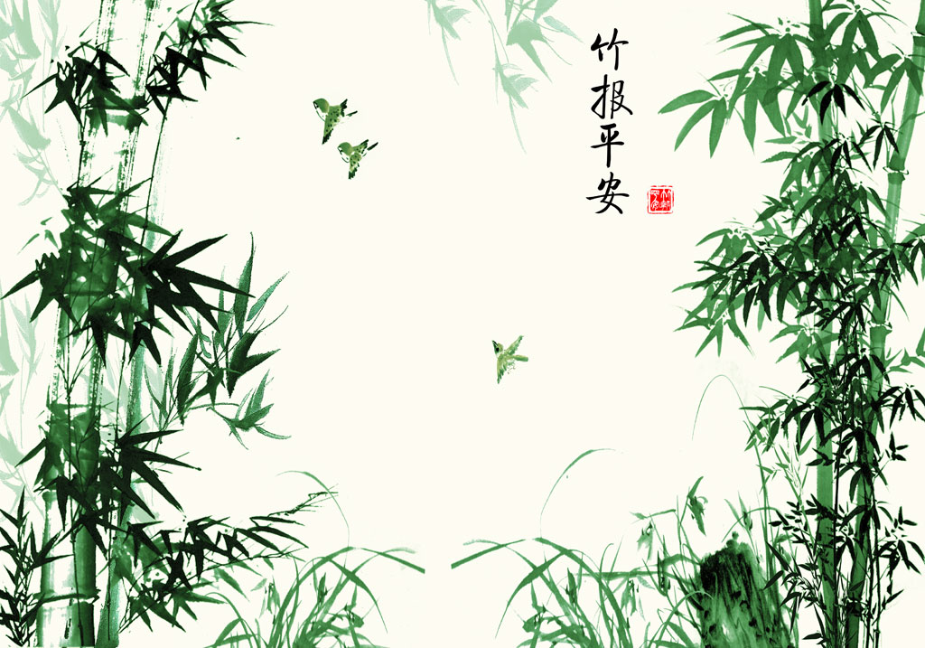 A050151-中式-竹报平安-柱石-鸟