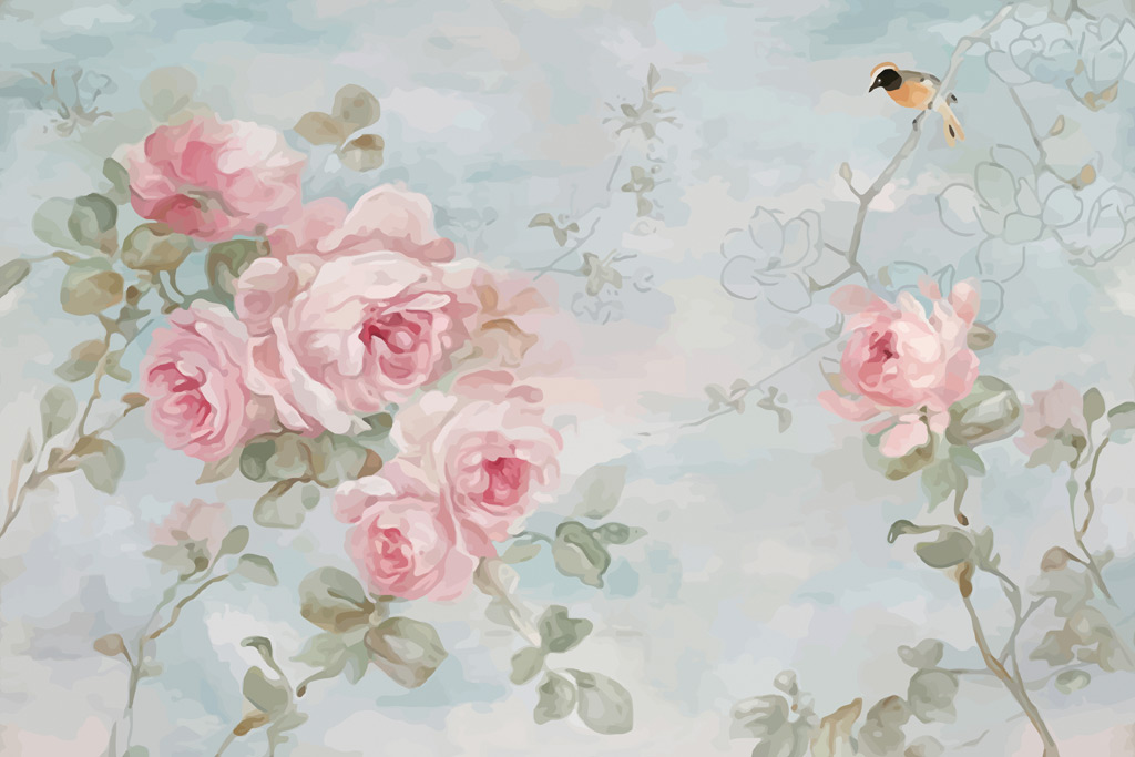 A052579温馨-手绘-玫瑰-花卉