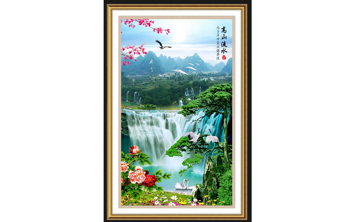 A050093-中式自然风景-高山流水-玄关
