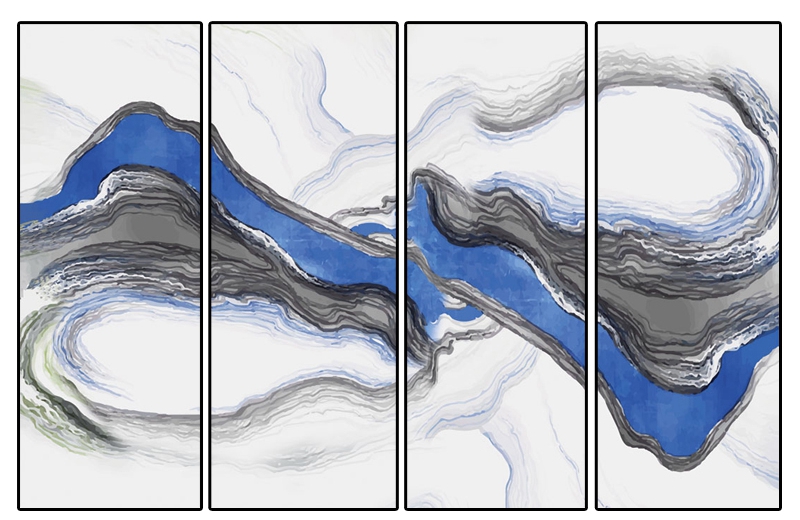 新中式装饰画4联框抽象山水 s-2