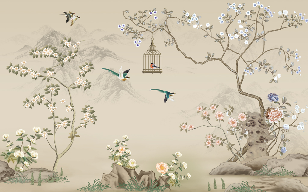 A054085新中式手绘花鸟工笔花鸟超高清