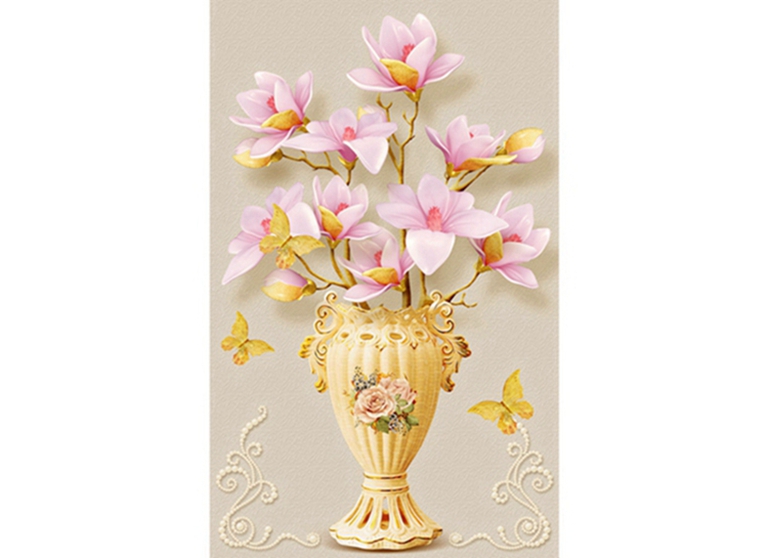 A054182花瓶--桃花-玉兰--蝴蝶