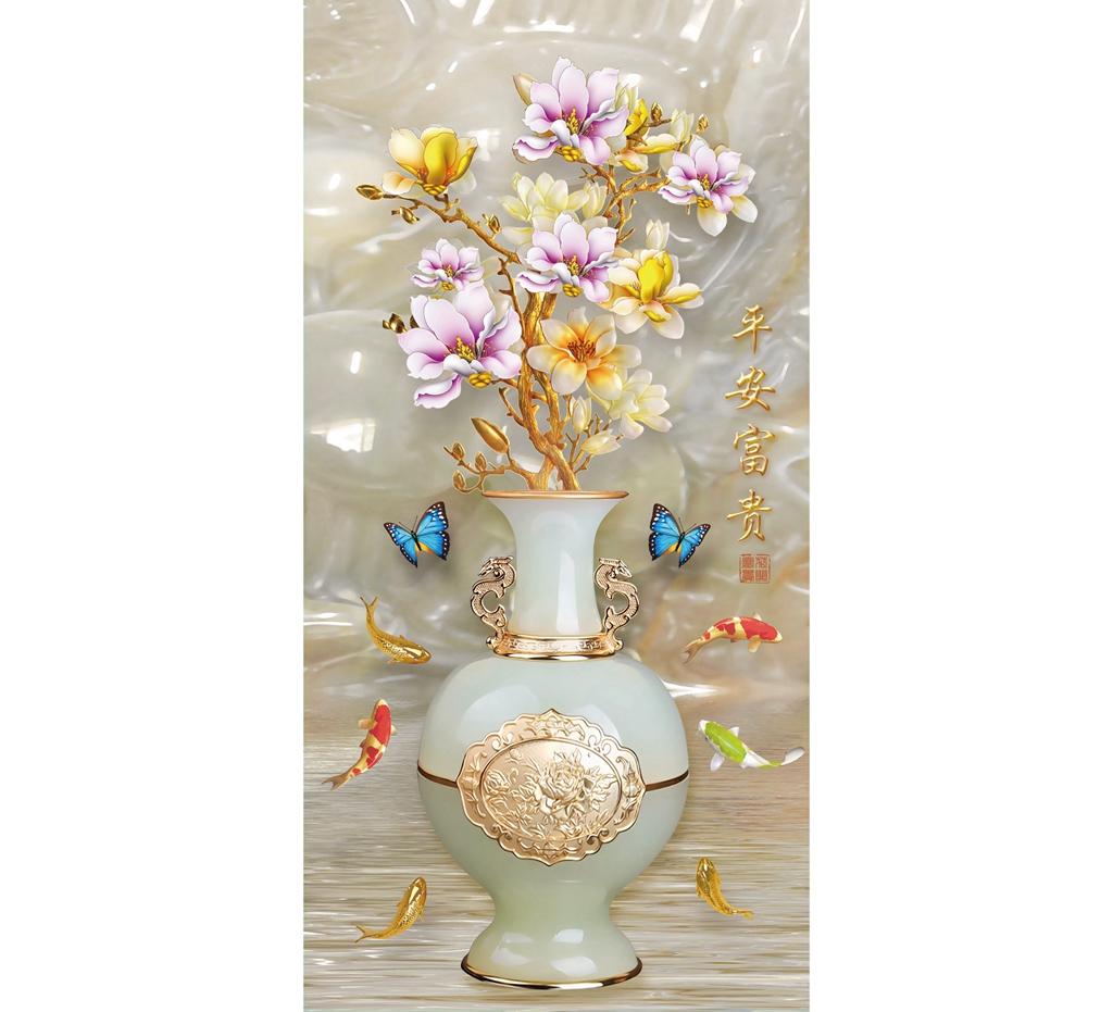 A051694年年有余浪漫玉雕花瓶玄关