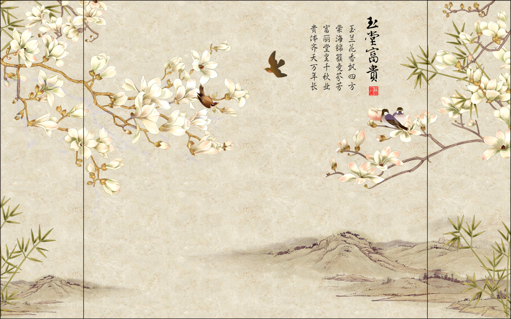 QS030-新中式-玉堂富贵-花鸟