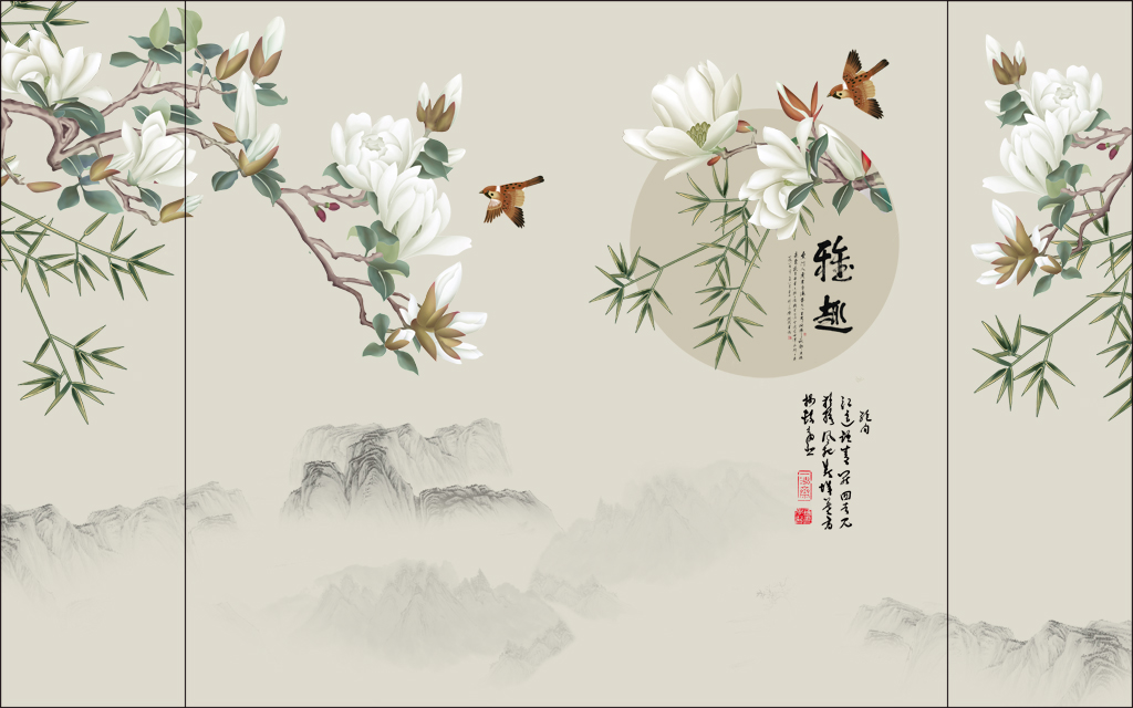 QS037-新中式-雅趣-花鸟