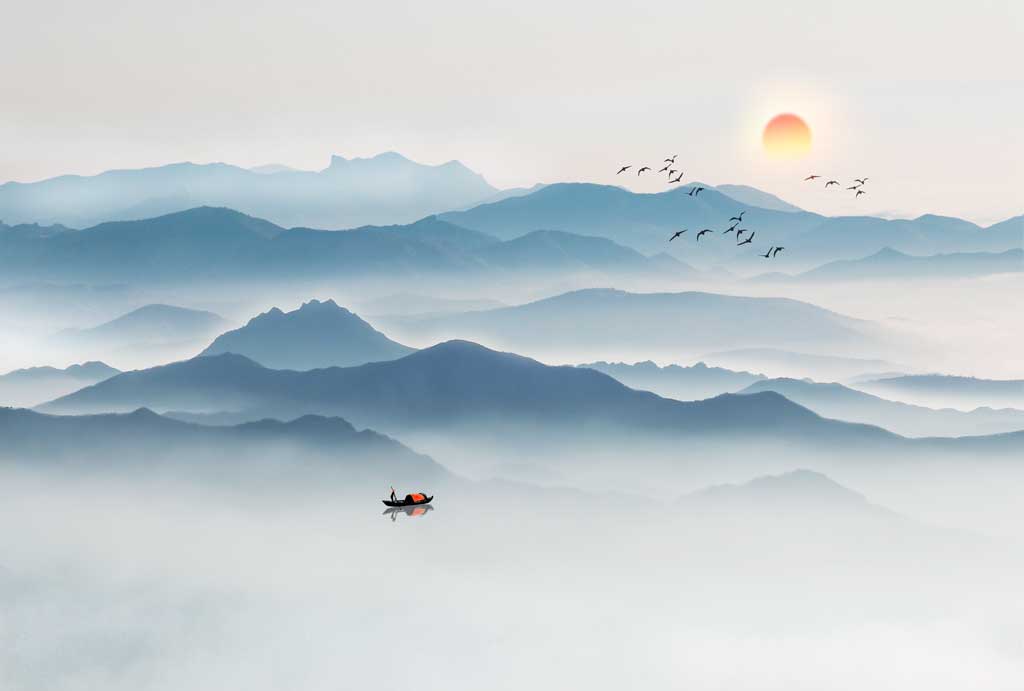 A058256水墨山水意境壁画壁画背景墙意境