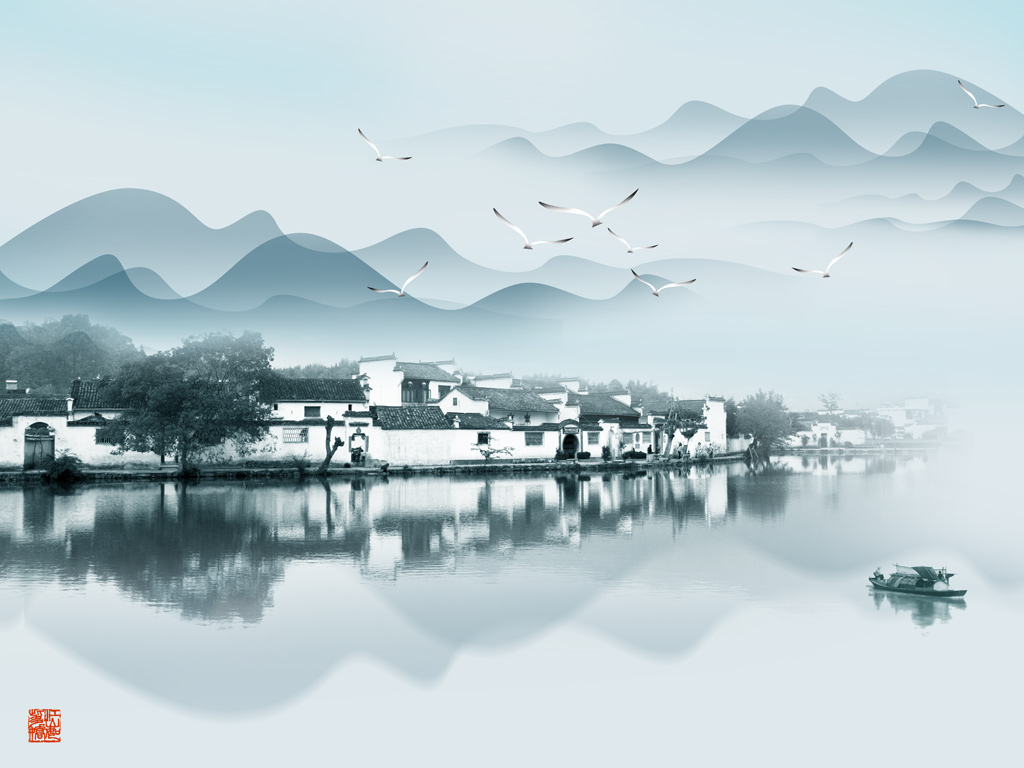 A058432-新中式水墨江南水乡