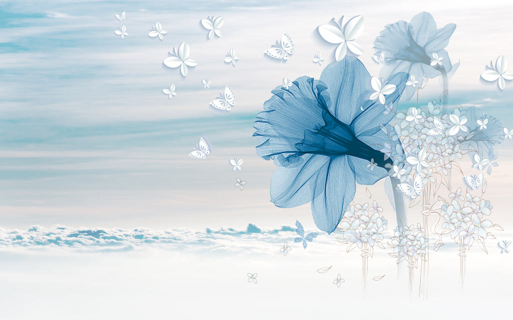 a057004蓝色-透明花