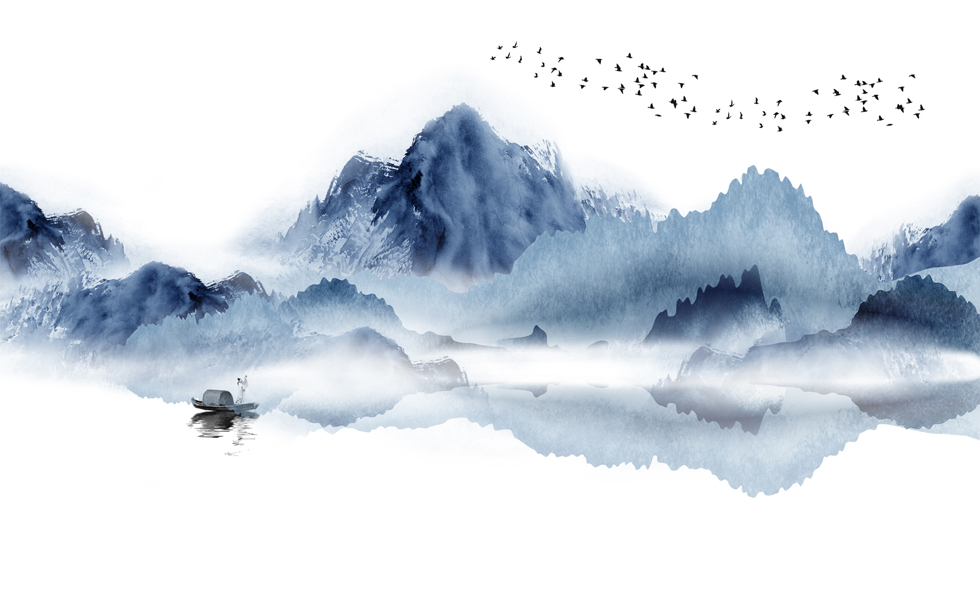 A061000蓝色意境山水