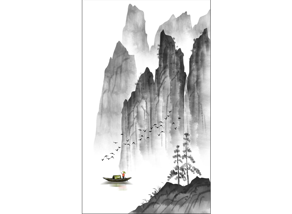 A058884-新中式水墨山水无框画