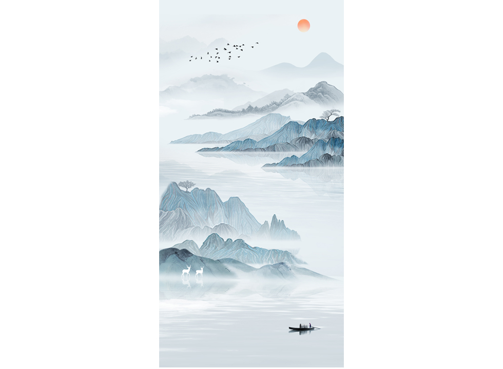 A060280禅意简约水墨山水玄关