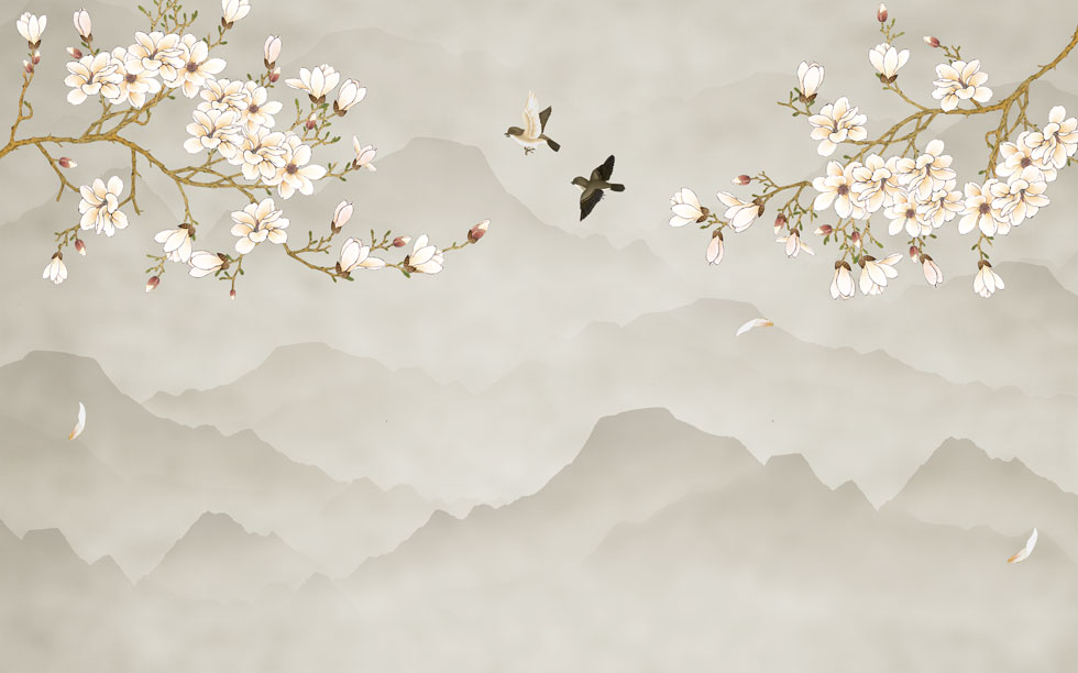 A059707-中式手绘花鸟-山水花鸟图