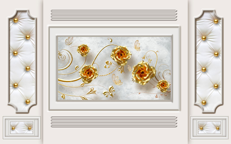 A059700-现代设计-自带边框-金色玫瑰图